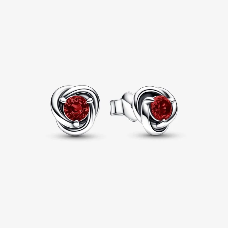 (image for) PANDORA January Red Eternity Circle Stud Earrings - 292334C06 - Product Image