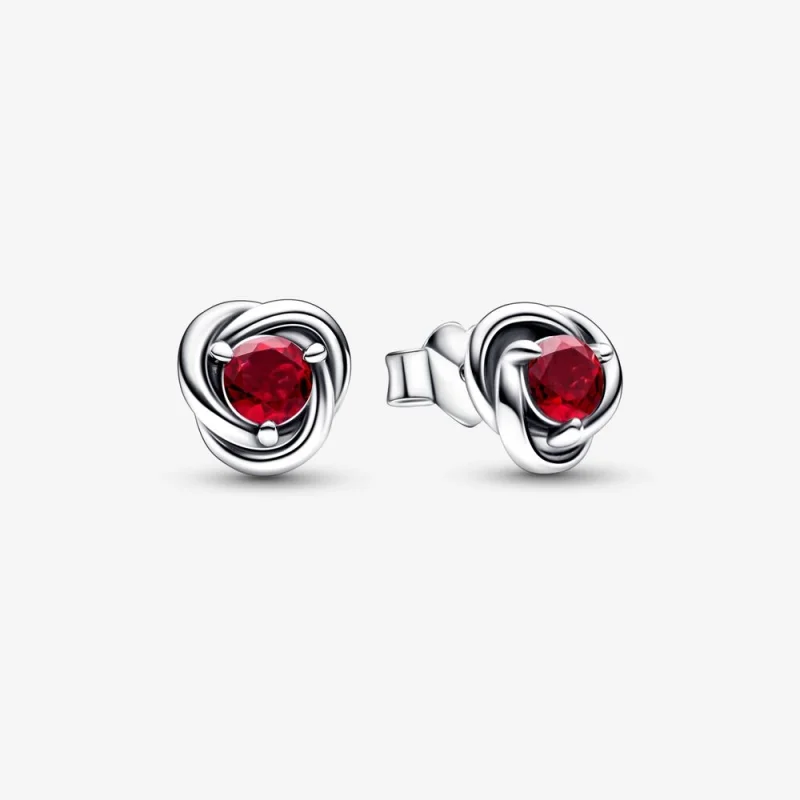 (image for) PANDORA July True Red Eternity Circle Stud Earrings - 292334C01 - Product Image