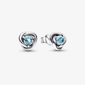 PANDORA March Sea Aqua Blue Eternity Circle Stud Earrings - 292334C09 PANDORA March Sea Aqua Blue Eternity Circle Stud Earrings - 292334C09