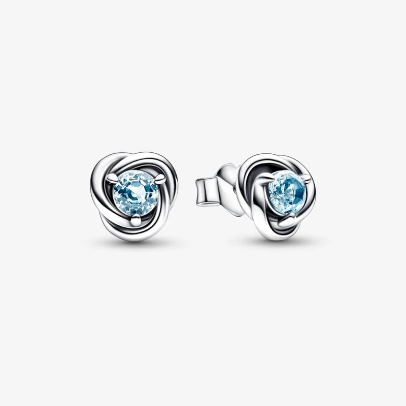 (image for) PANDORA March Sea Aqua Blue Eternity Circle Stud Earrings - 292334C09 - Product Image