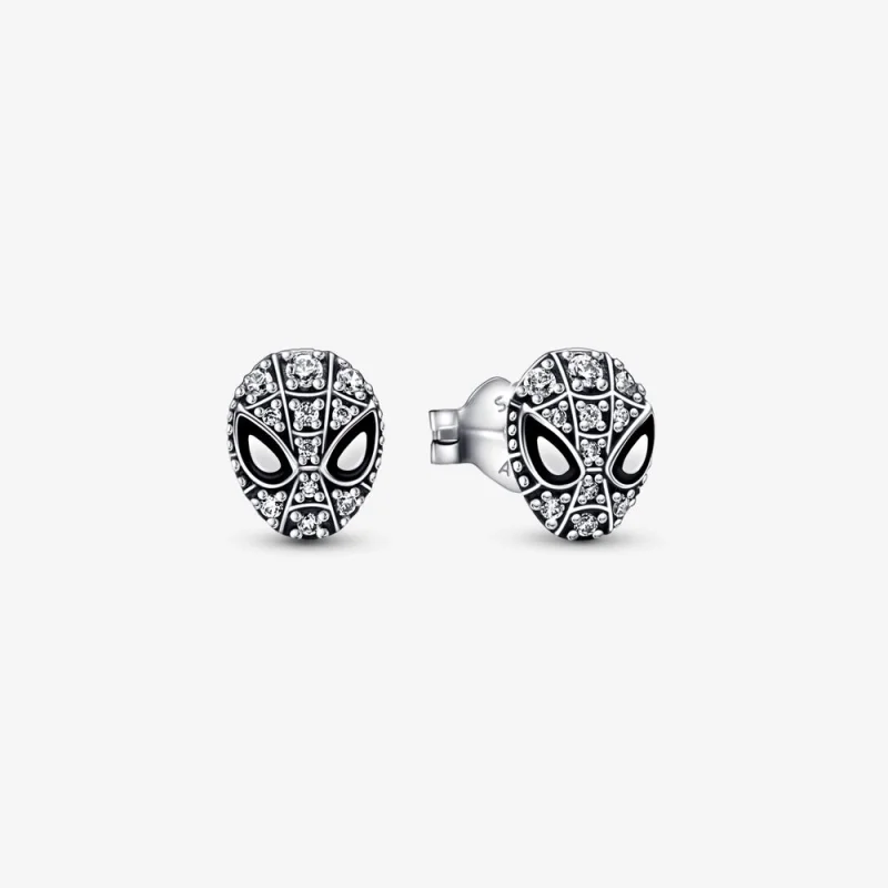 (image for) PANDORA Marvel Spider-Man Mask Pavé Stud Earrings - 292354C01 - Product Image