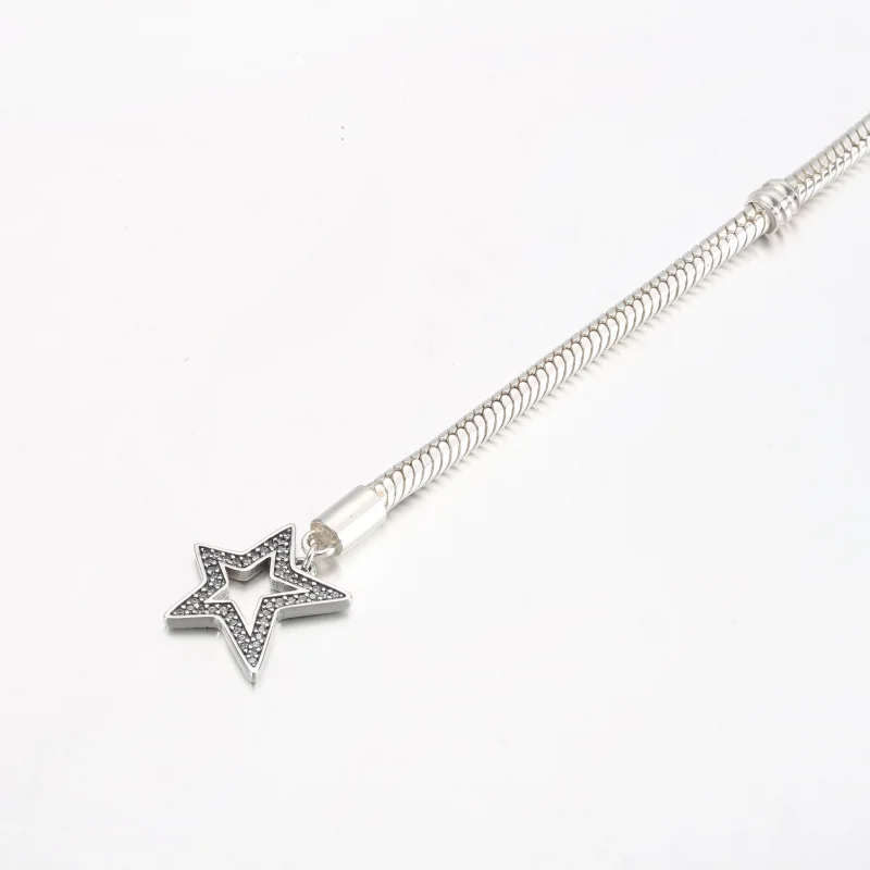 (image for) Pandora Moments Asymmetric Star T-bar Snake Chain Bracelet - 592357C01 - View 5