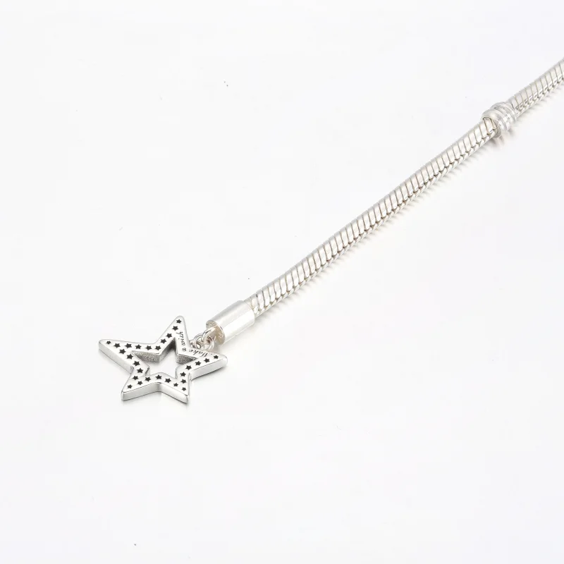 (image for) Pandora Moments Asymmetric Star T-bar Snake Chain Bracelet - 592357C01 - View 6