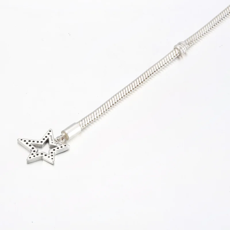 (image for) Pandora Moments Asymmetric Star T-bar Snake Chain Bracelet - 592357C01 - View 10