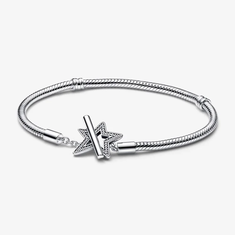 (image for) Pandora Moments Asymmetric Star T-bar Snake Chain Bracelet - 592357C01 - Product Image