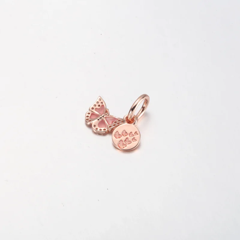 (image for) PANDORA Pink Butterfly & Quote Double Dangle Charm - 782555C01 - View 6