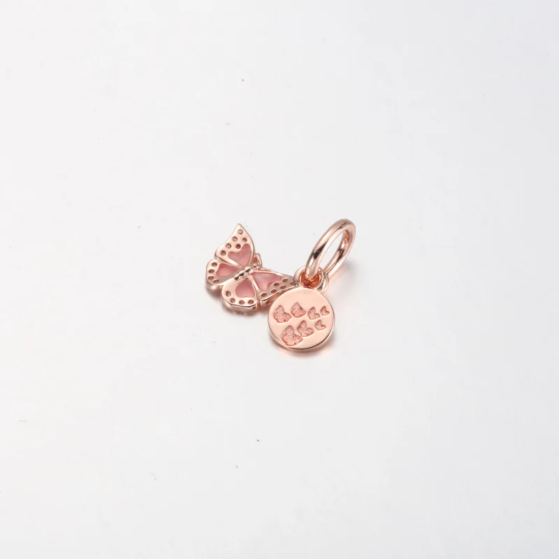(image for) PANDORA Pink Butterfly & Quote Double Dangle Charm - 782555C01 - View 9