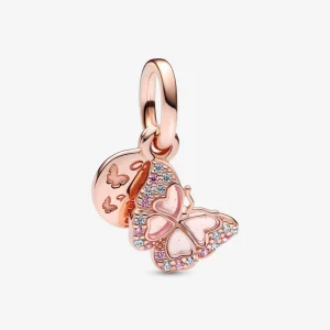 (image for) PANDORA Pink Butterfly & Quote Double Dangle Charm - 782555C01