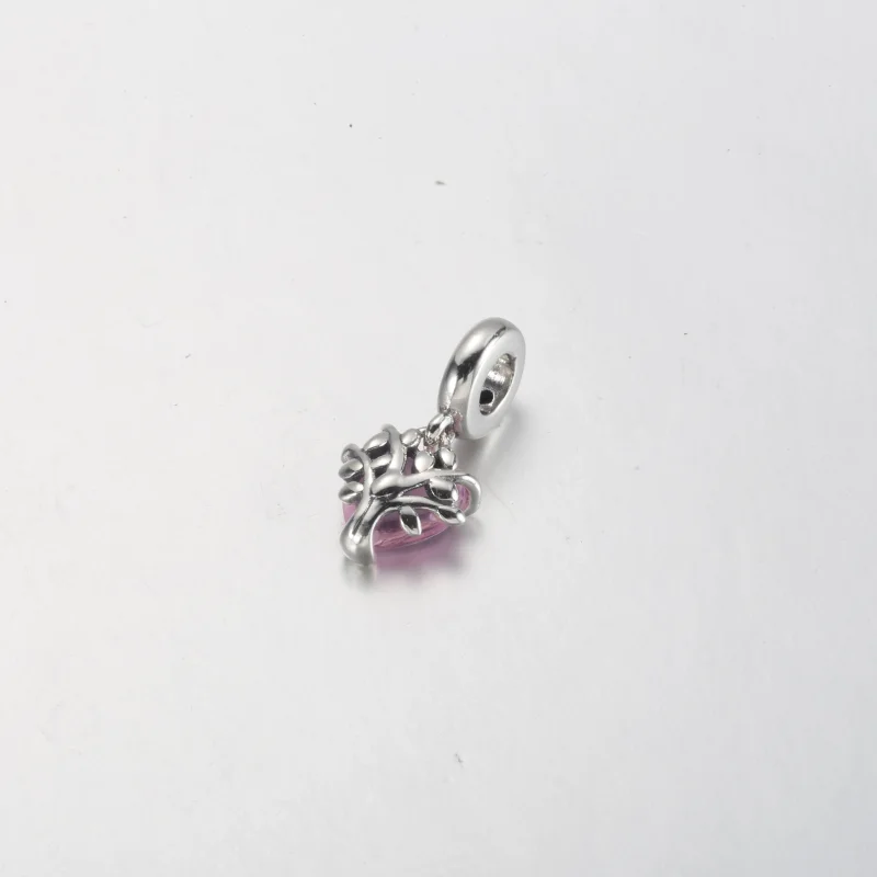 (image for) PANDORA Pink Family Tree & Heart Dangle Charm - 792654C01 - View 4