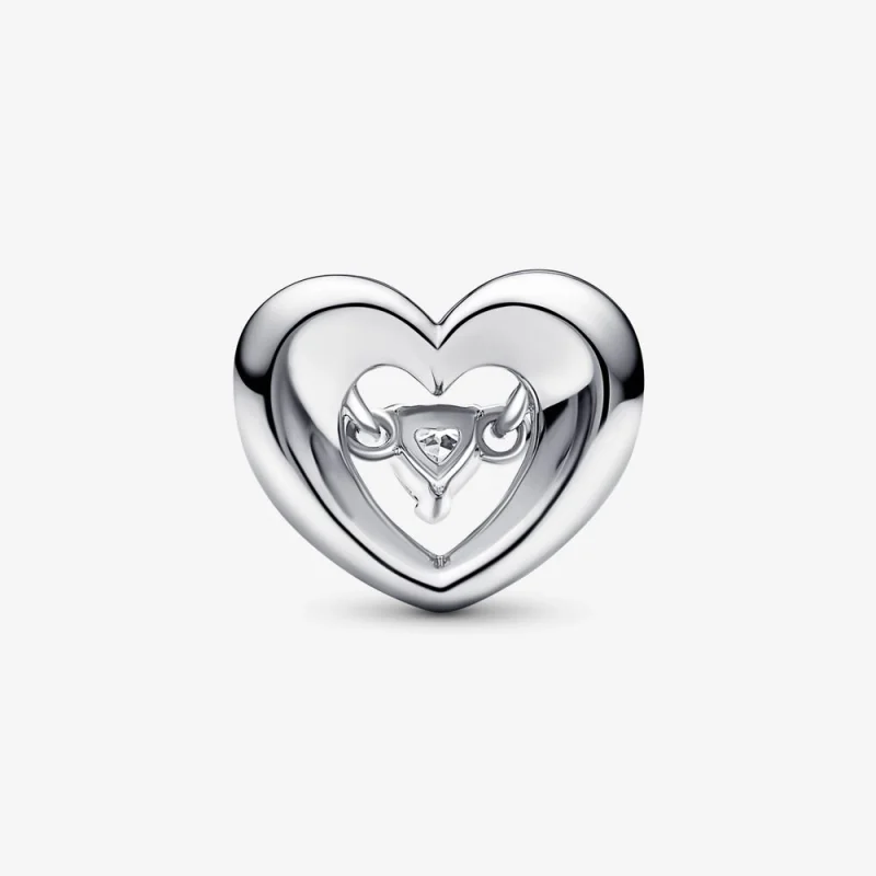 (image for) PANDORA Radiant Heart & Floating Stone Charm - 792493C01 - View 3