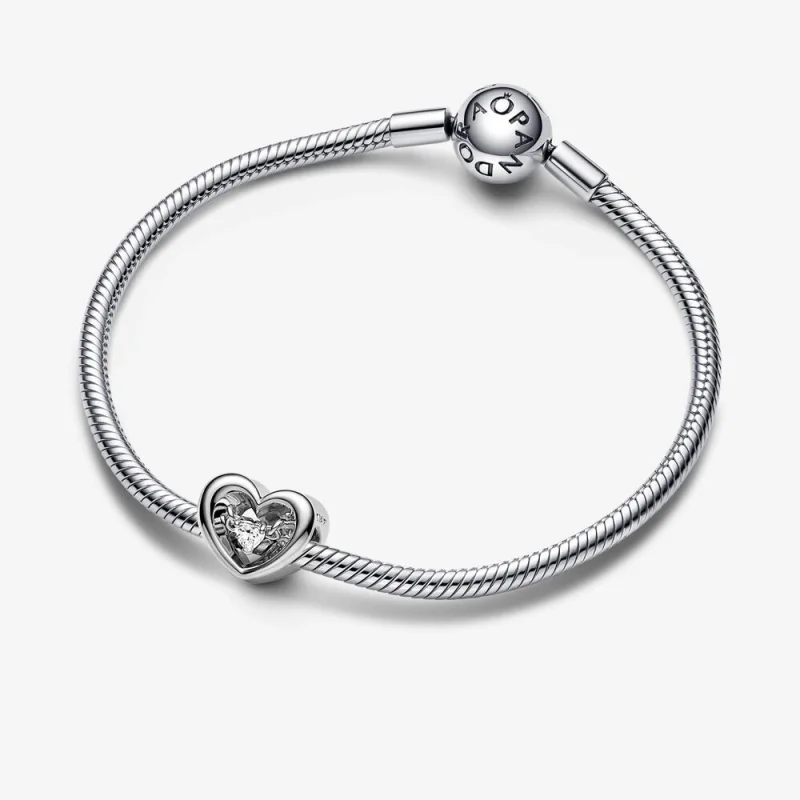 (image for) PANDORA Radiant Heart & Floating Stone Charm - 792493C01 - View 4