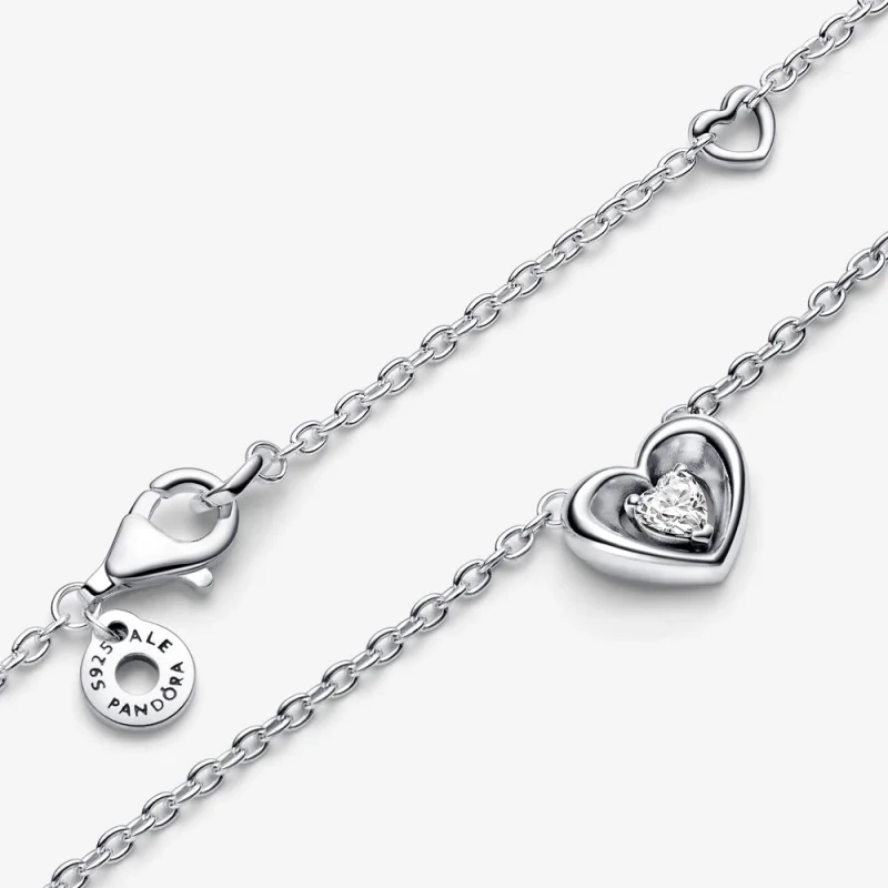 (image for) PANDORA Radiant Heart & Floating Stone Pendant Collier Necklace - 392494C01 - View 3