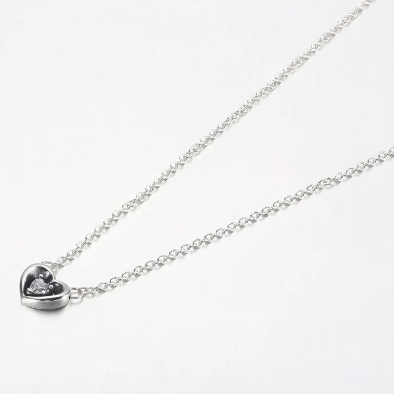 (image for) PANDORA Radiant Heart & Floating Stone Pendant Collier Necklace - 392494C01 - View 4