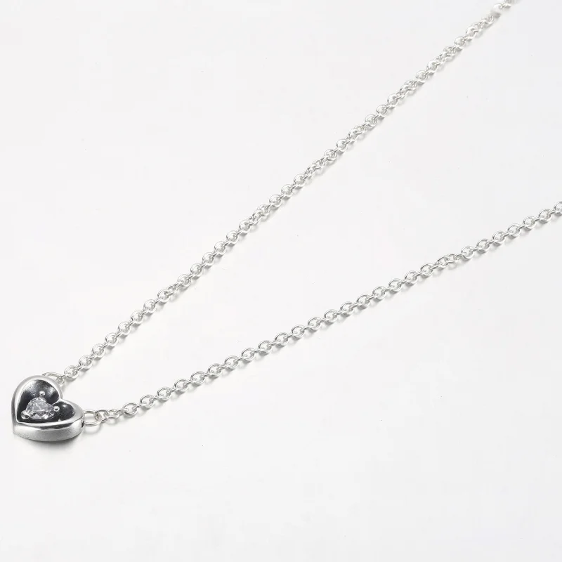 (image for) PANDORA Radiant Heart & Floating Stone Pendant Collier Necklace - 392494C01 - View 8