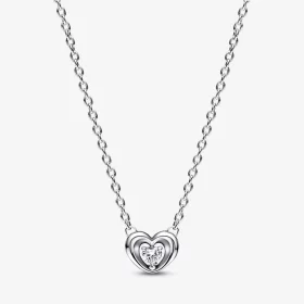 PANDORA Radiant Heart & Floating Stone Pendant Collier Necklace - 392494C01