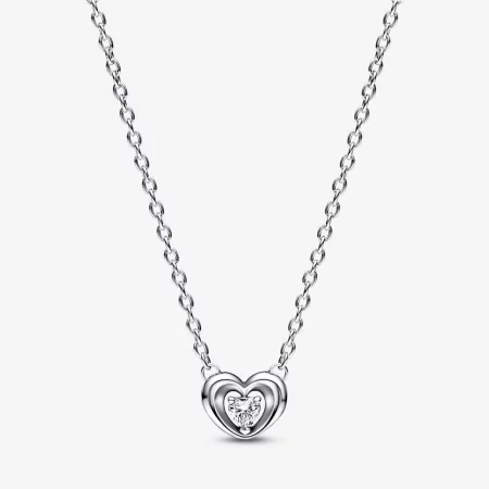 PANDORA Radiant Heart & Floating Stone Pendant Collier Necklace - 392494C01 PANDORA Radiant Heart & Floating Stone Pendant Collier Necklace - 392494C01