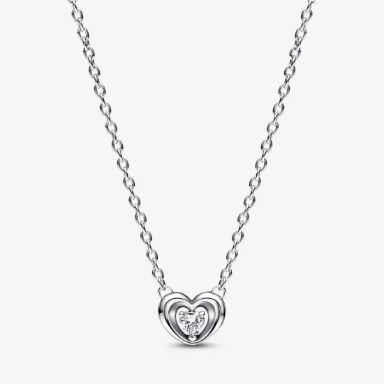 PANDORA Radiant Heart & Floating Stone Pendant Collier Necklace - 392494C01