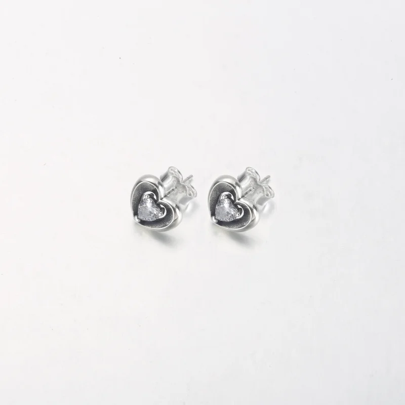 (image for) PANDORA Radiant Heart & Floating Stone Stud Earrings - 292500C01 - View 3