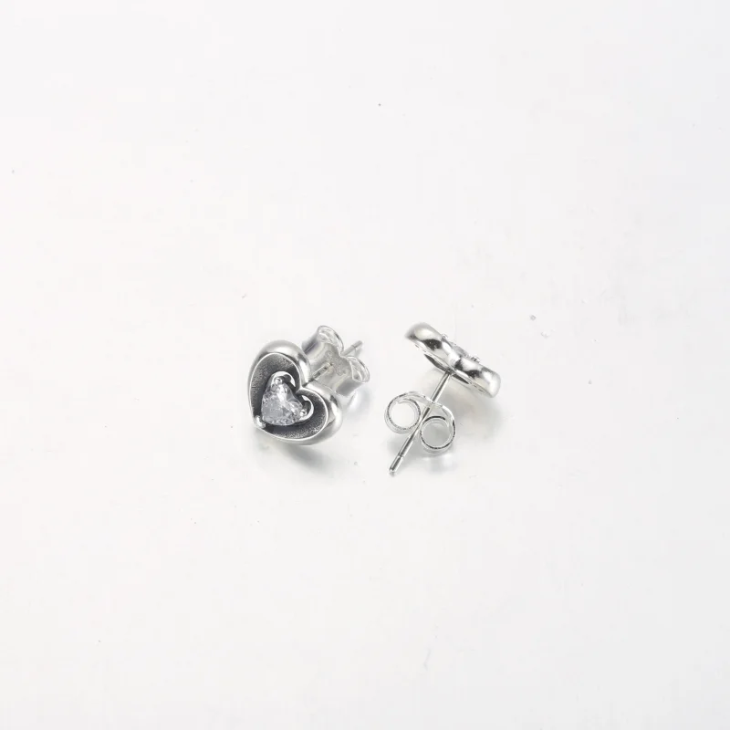 (image for) PANDORA Radiant Heart & Floating Stone Stud Earrings - 292500C01 - View 4