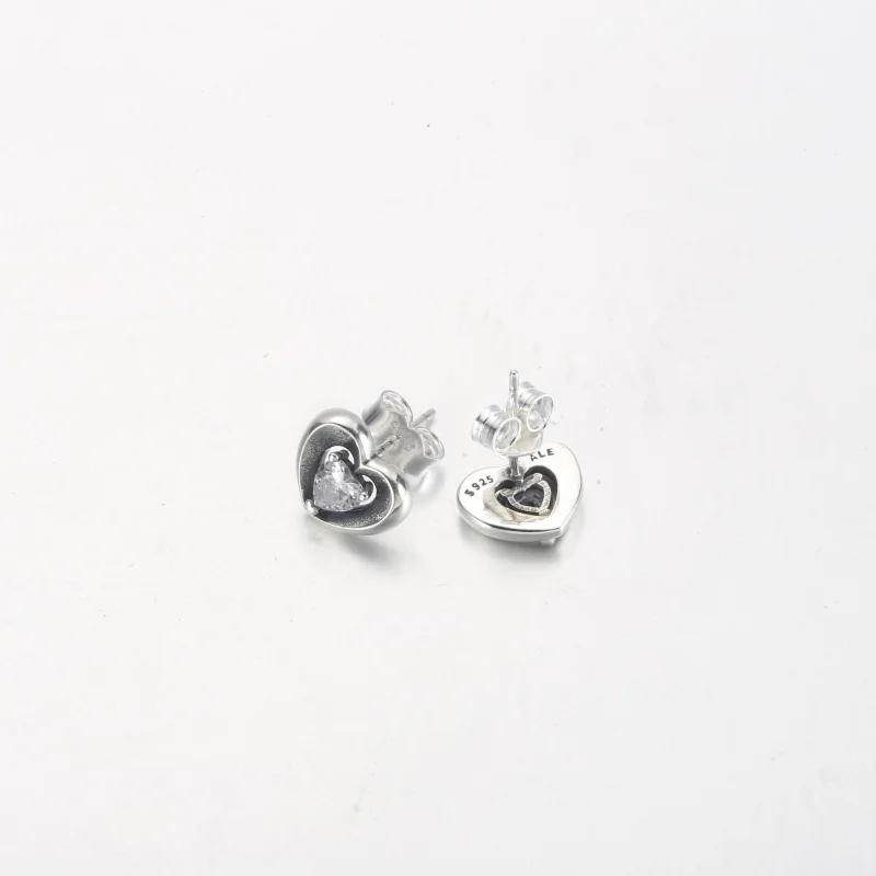 (image for) PANDORA Radiant Heart & Floating Stone Stud Earrings - 292500C01 - View 5