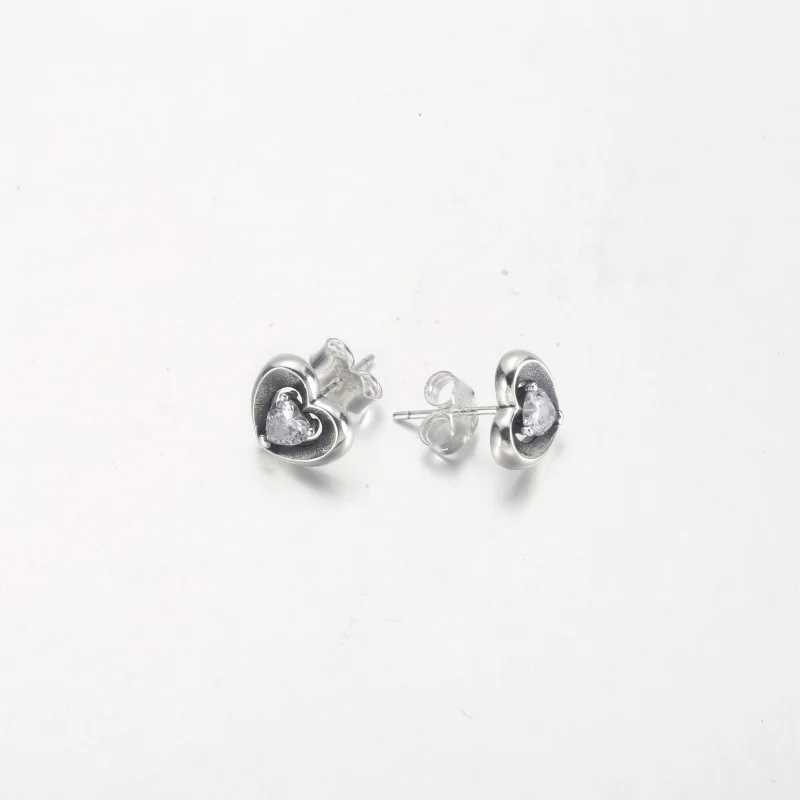 (image for) PANDORA Radiant Heart & Floating Stone Stud Earrings - 292500C01 - View 6
