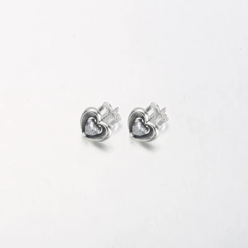 (image for) PANDORA Radiant Heart & Floating Stone Stud Earrings - 292500C01 - View 7