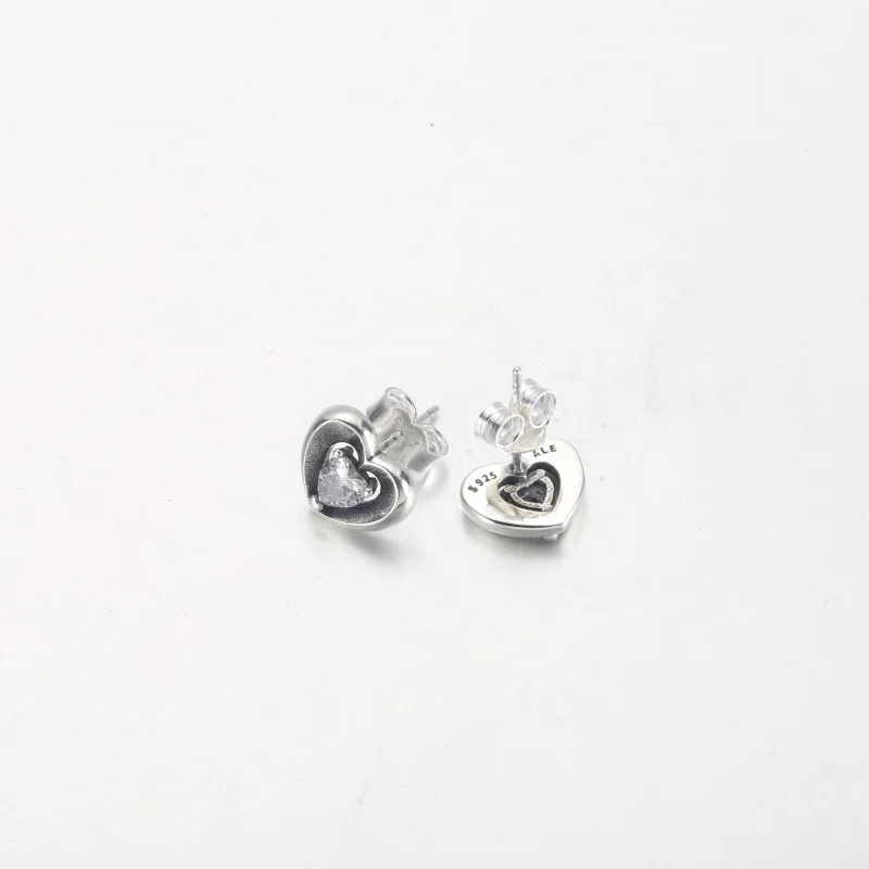 (image for) PANDORA Radiant Heart & Floating Stone Stud Earrings - 292500C01 - View 9