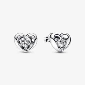 (image for) PANDORA Radiant Heart & Floating Stone Stud Earrings - 292500C01
