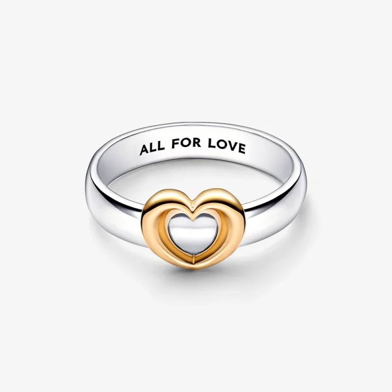 (image for) PANDORA Radiant Two-tone Sliding Heart Ring - 162504C00 - View 3
