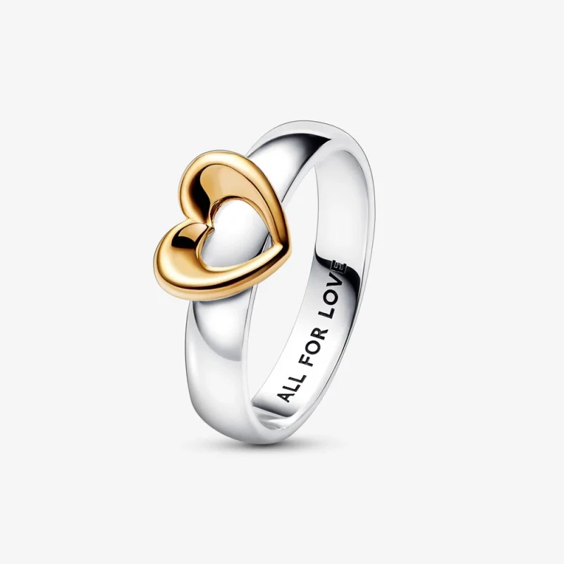 (image for) PANDORA Radiant Two-tone Sliding Heart Ring - 162504C00 - View 4