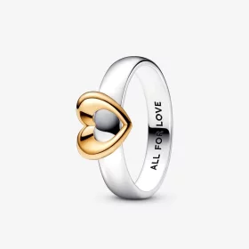 PANDORA Radiant Two-tone Sliding Heart Ring - 162504C00 PANDORA Radiant Two-tone Sliding Heart Ring - 162504C00