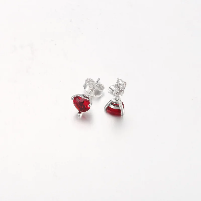 (image for) PANDORA Red Heart Stud Earrings - 292549C01 - View 9