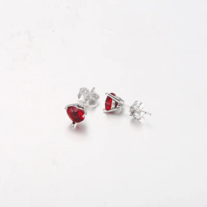 (image for) PANDORA Red Heart Stud Earrings - 292549C01 - View 10