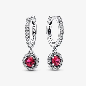(image for) PANDORA Red Round Sparkling Hoop Earrings - 292379C01