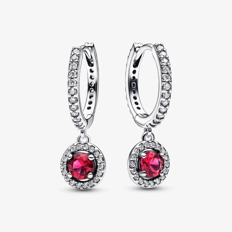 (image for) PANDORA Red Round Sparkling Hoop Earrings - 292379C01 - Product Image