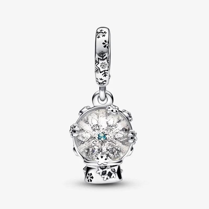 (image for) PANDORA Snowflake Snow Globe Dangle Charm - 792369C01 - View 4