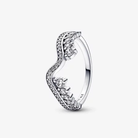 PANDORA Sparkling Asymmetric Wave Ring - 192543C01 PANDORA Sparkling Asymmetric Wave Ring - 192543C01