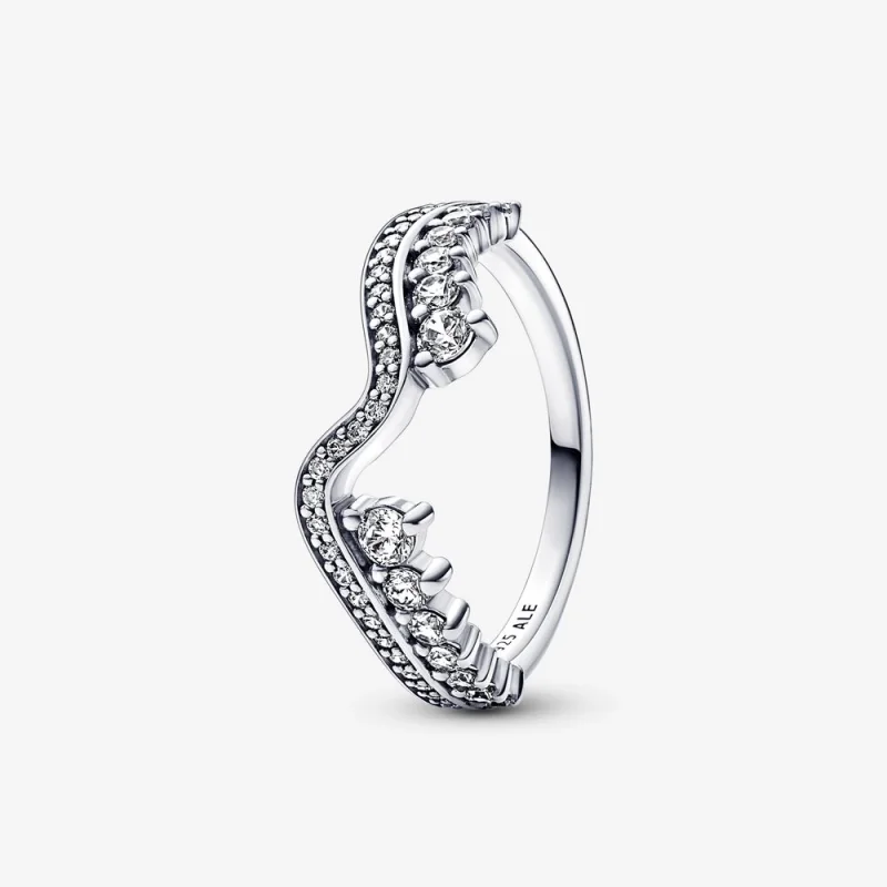 (image for) PANDORA Sparkling Asymmetric Wave Ring - 192543C01 - Product Image