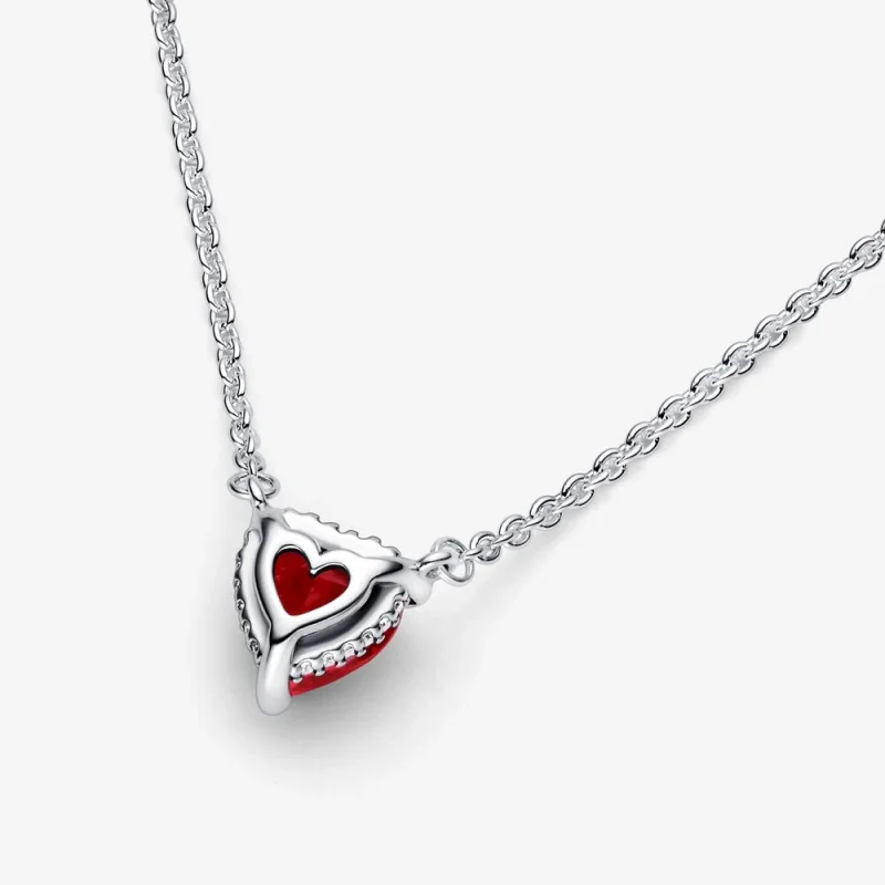 (image for) PANDORA Sparkling Heart Halo Pendant Collier Necklace - 392542C01 - View 3