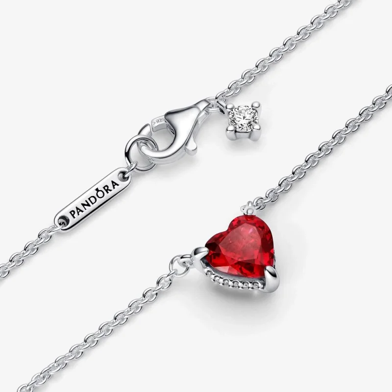 (image for) PANDORA Sparkling Heart Halo Pendant Collier Necklace - 392542C01 - View 4