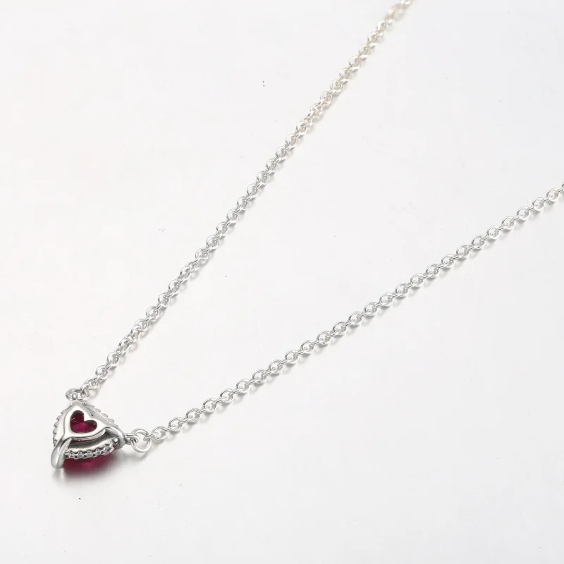 (image for) PANDORA Sparkling Heart Halo Pendant Collier Necklace - 392542C01 - View 6