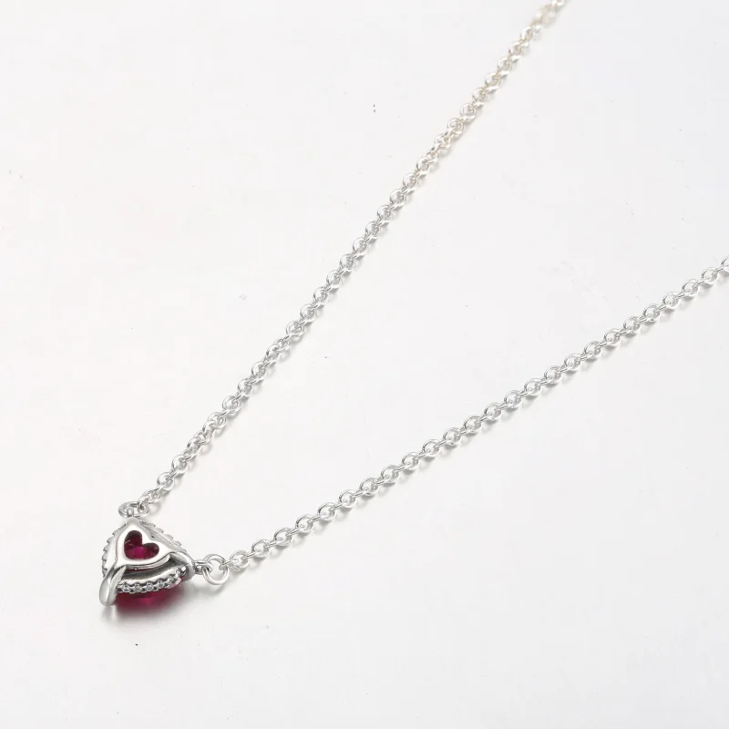 (image for) PANDORA Sparkling Heart Halo Pendant Collier Necklace - 392542C01 - View 10