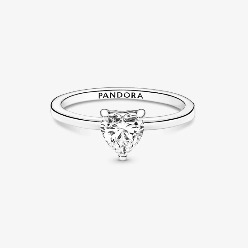(image for) PANDORA Sparkling Heart Solitaire Ring - 191165C01 - View 4