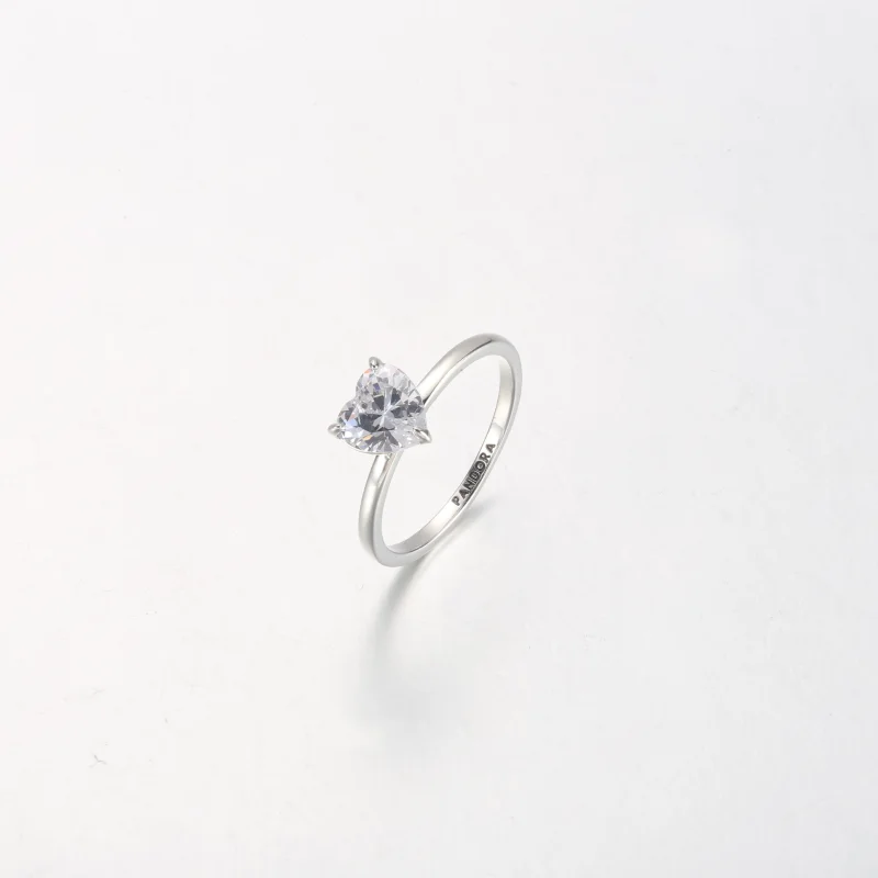 (image for) PANDORA Sparkling Heart Solitaire Ring - 191165C01 - View 9