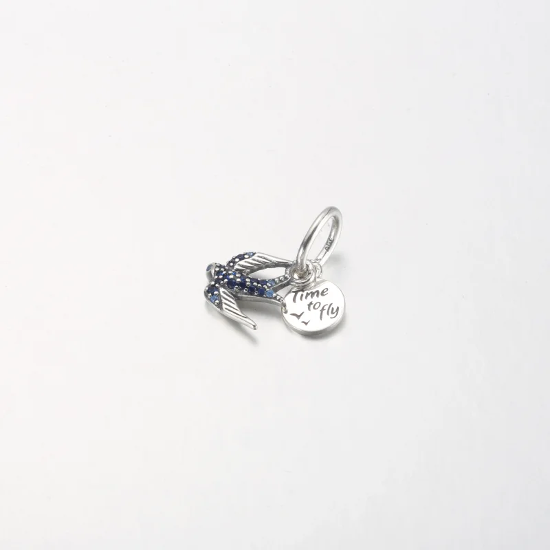 (image for) PANDORA Sparkling Swallow & Quote Double Dangle Charm - 792570C01 - View 8