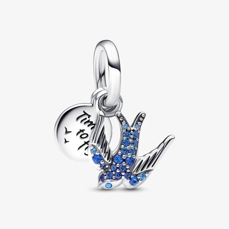 (image for) PANDORA Sparkling Swallow & Quote Double Dangle Charm - 792570C01 - Product Image