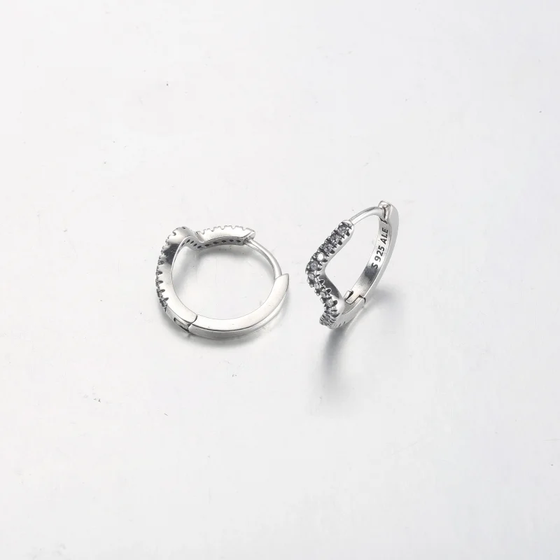 (image for) PANDORA Sparkling Wave Hoop Earrings - 292545C01 - View 5