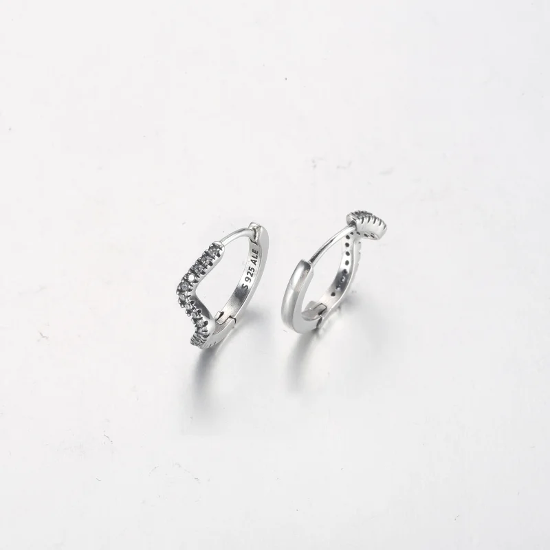(image for) PANDORA Sparkling Wave Hoop Earrings - 292545C01 - View 6