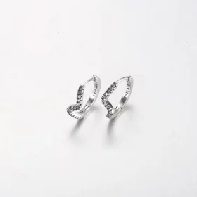 PANDORA Sparkling Wave Hoop Earrings - 292545C01