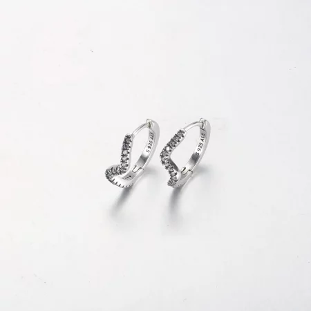 PANDORA Sparkling Wave Hoop Earrings - 292545C01